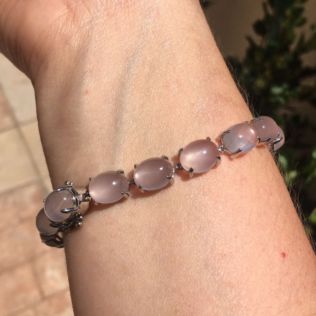 Star Rose Quartz Sterling Silver Bracelet
